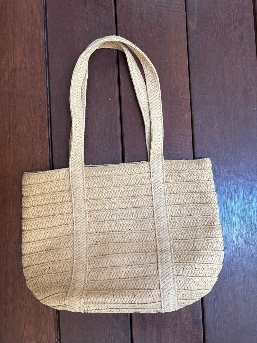Draper James Raffia Straw Tan Beige Tote Beachy Coastal Medium Size